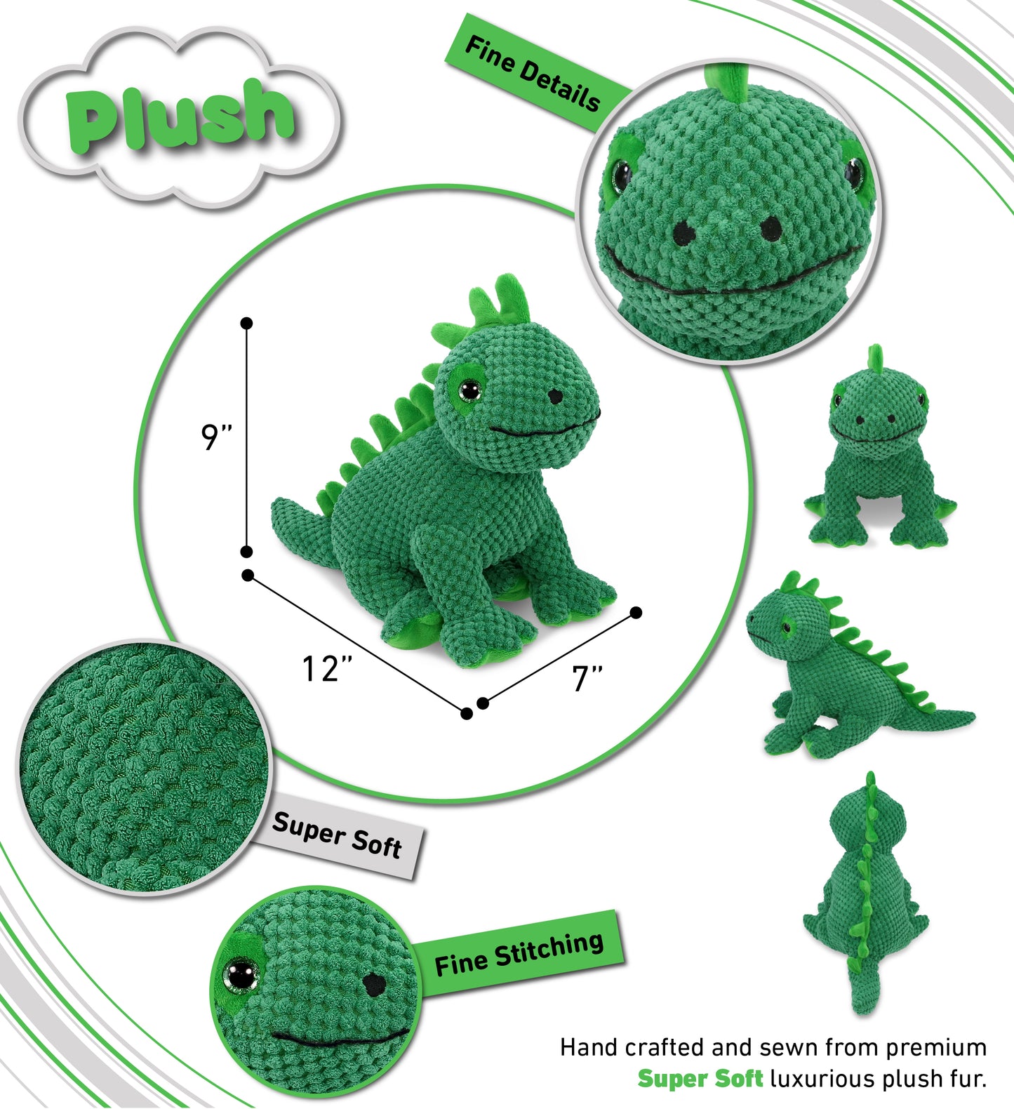 SUPER SOFT PLUSH - GREEN IGUANA 9"