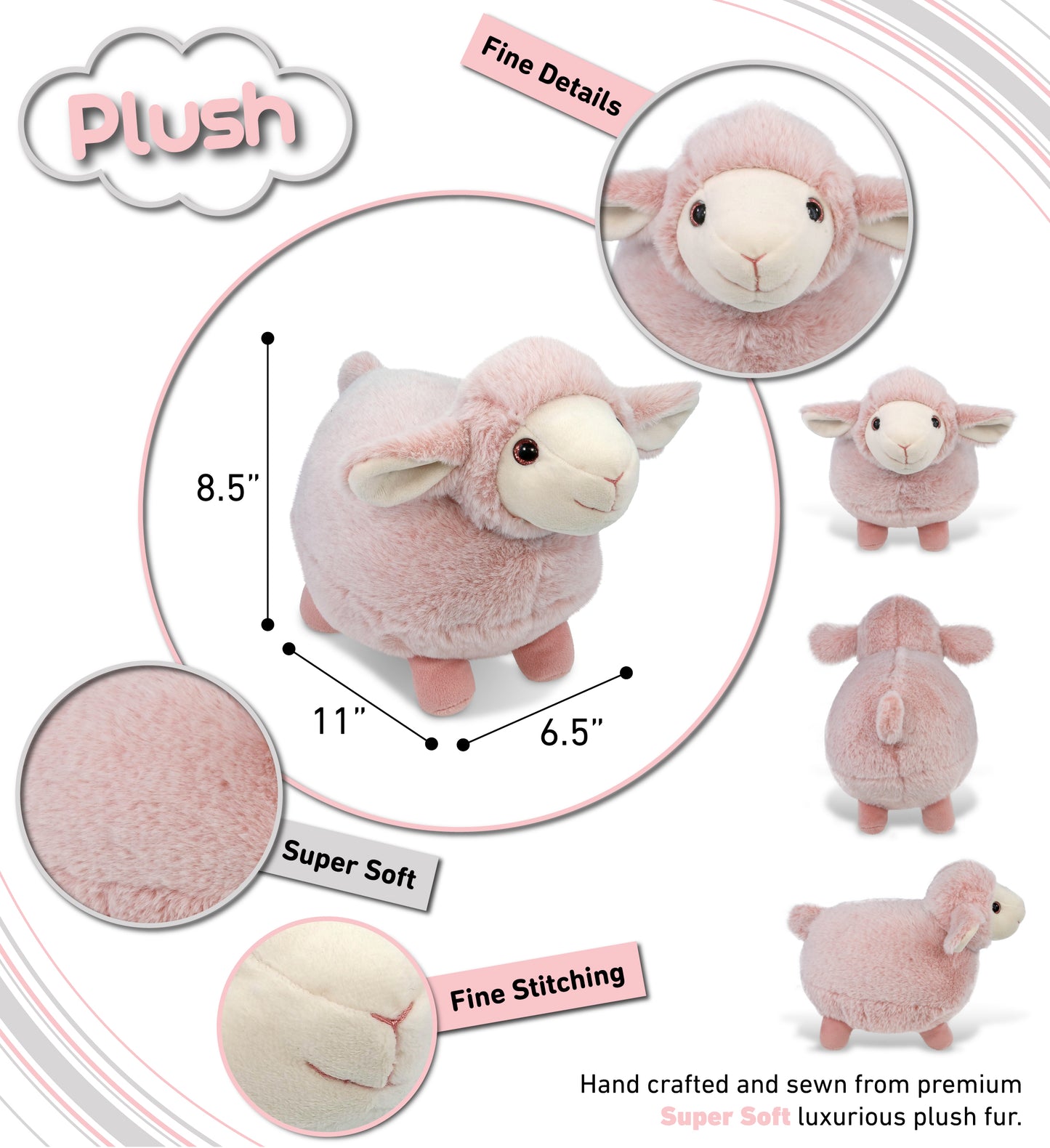 SUPER-SOFT PLUSH - BABY PINK SHEEP 11"