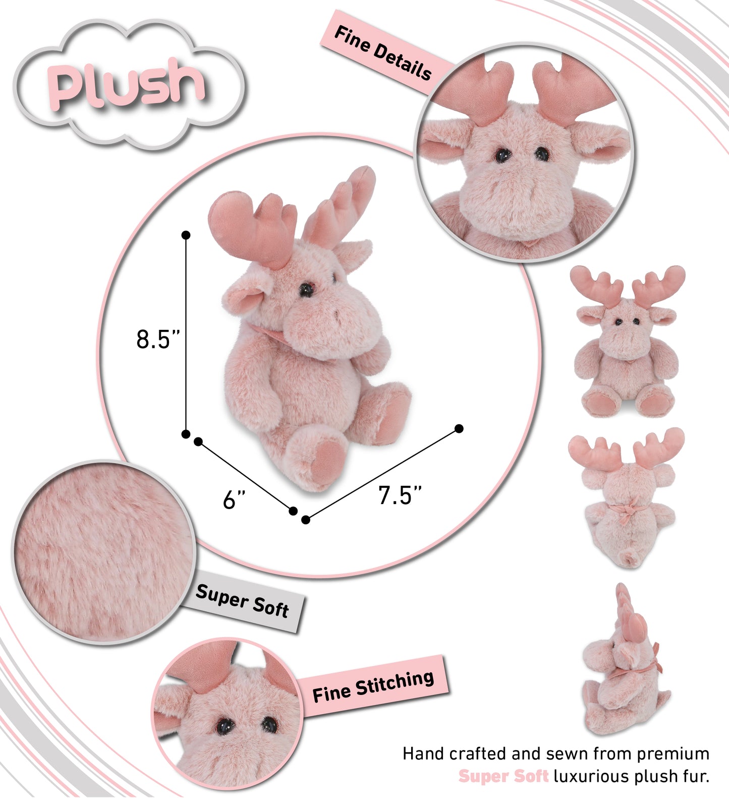 SUPER-SOFT PLUSH - BABY PINK MOOSE 8.5"