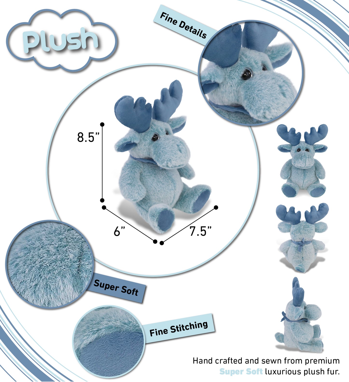 SUPER-SOFT PLUSH - BABY BLUE MOOSE 8.5"