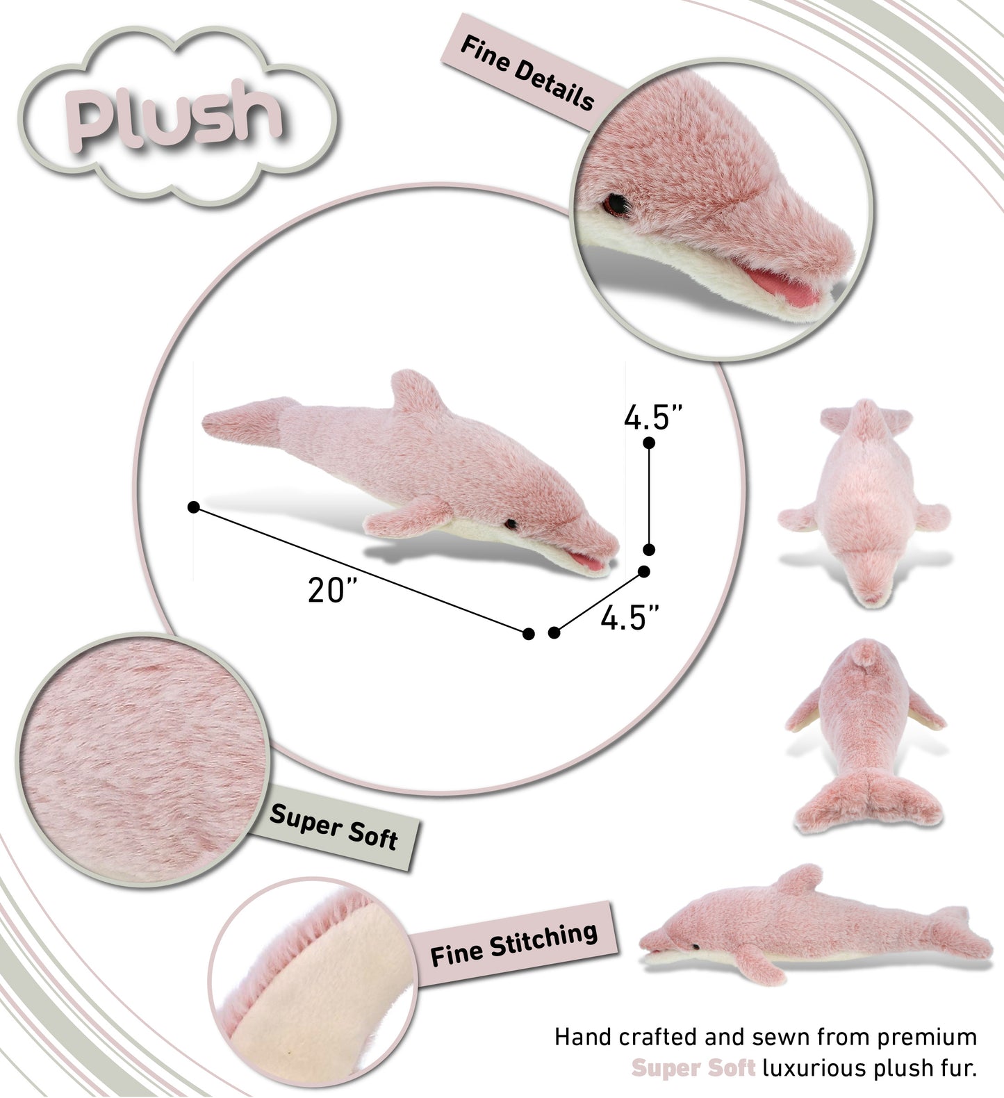 SUPER-SOFT PLUSH - BABY PINK DOLPHIN 20"