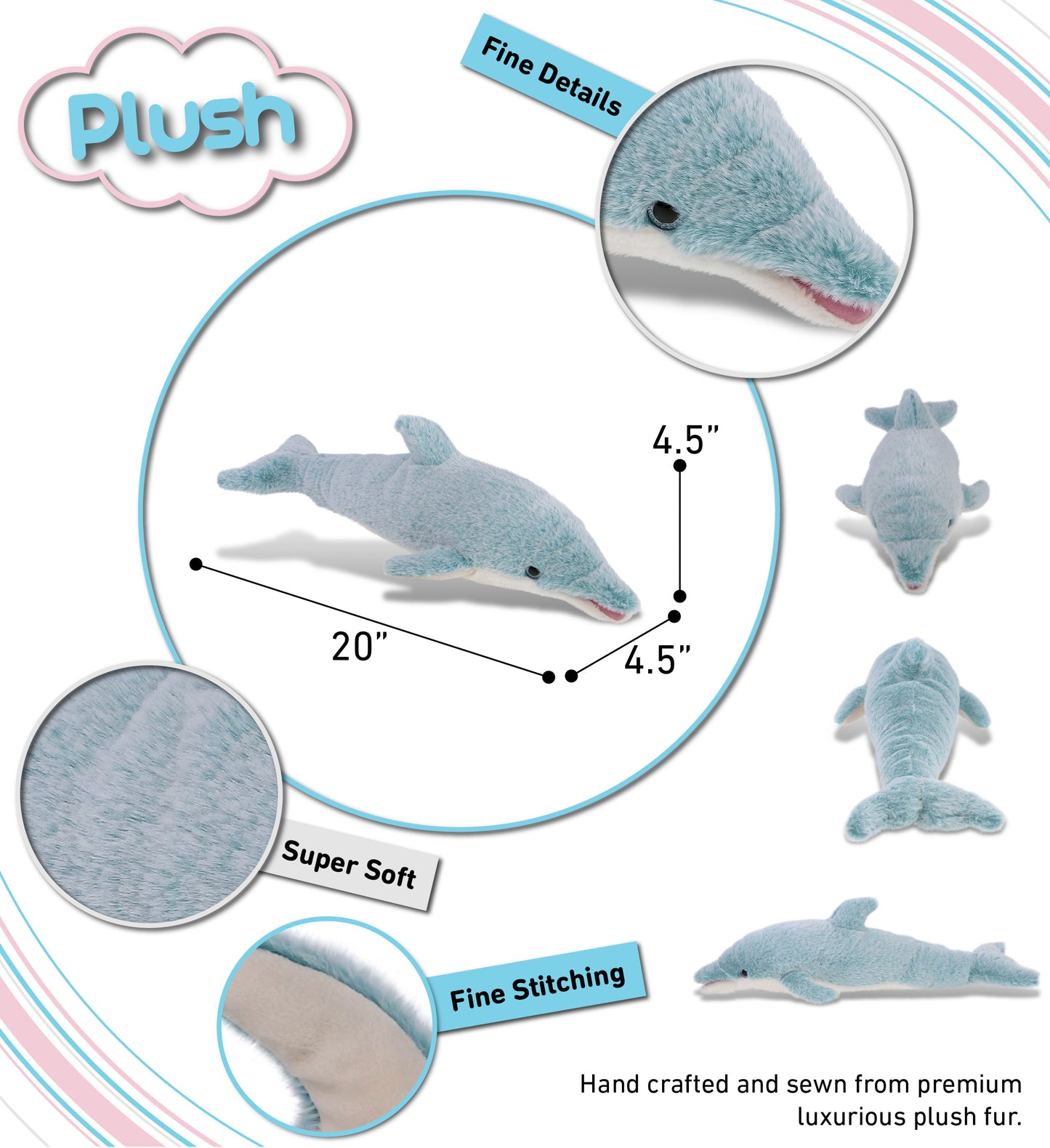 SUPER-SOFT PLUSH - BABY BLUE DOLPHIN 20"