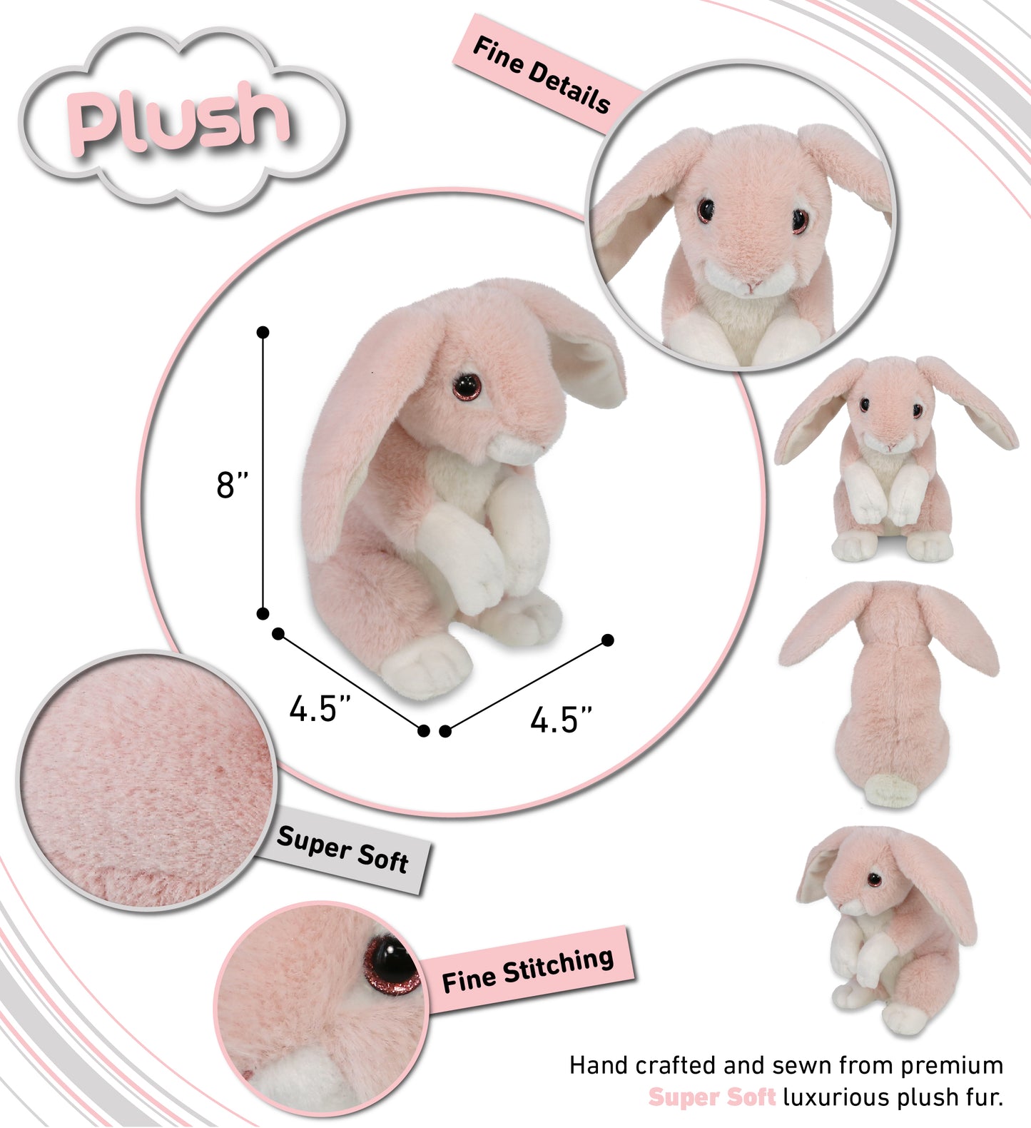 SUPER-SOFT PLUSH - BABY PINK RABBIT 8"