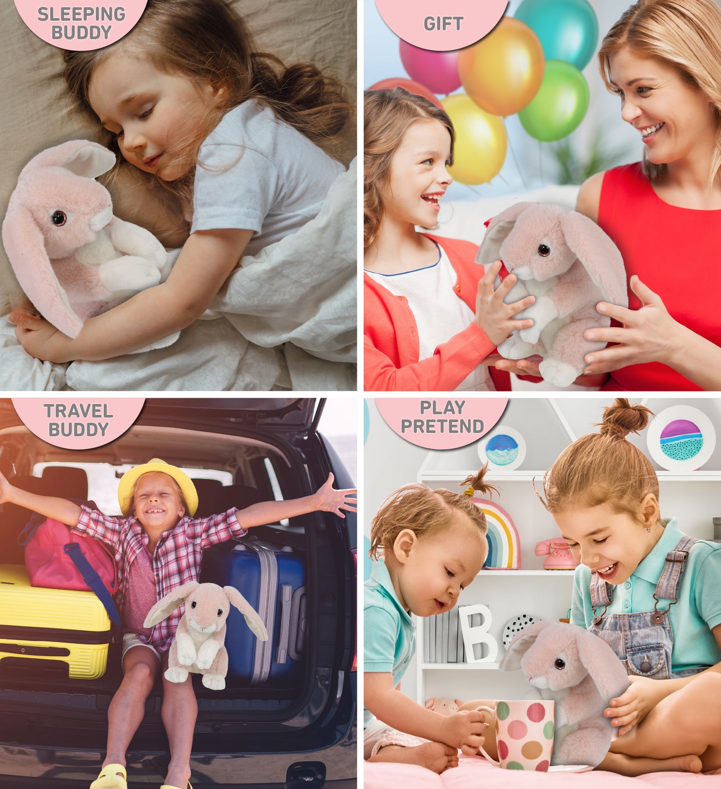 SUPER-SOFT PLUSH - BABY PINK RABBIT 8"