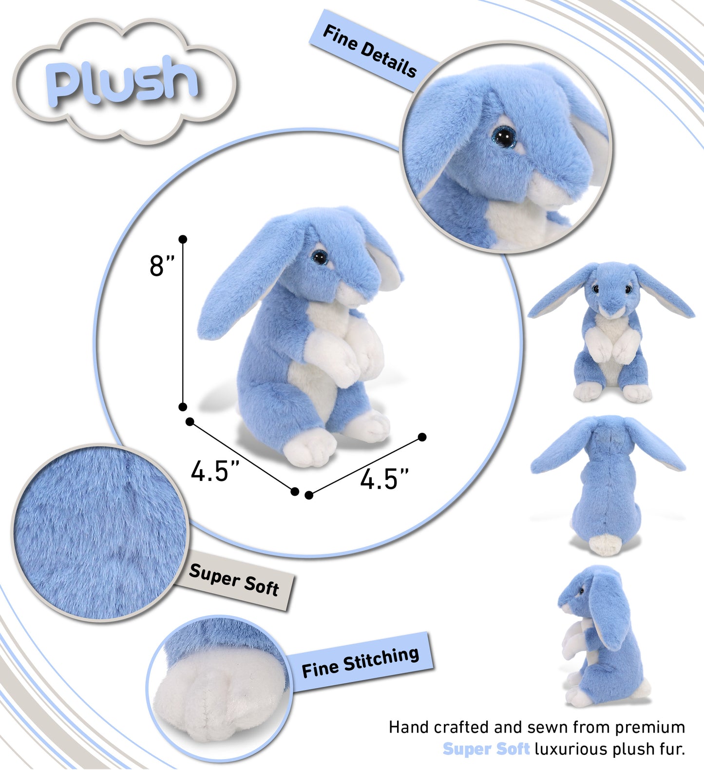 SUPER-SOFT PLUSH - BABY BLUE RABBIT 8"