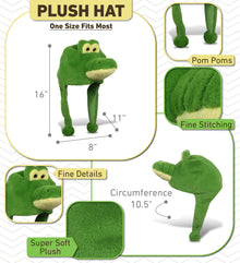 SUPER-SOFT PLUSH HAT - GREEN ALLIGATOR