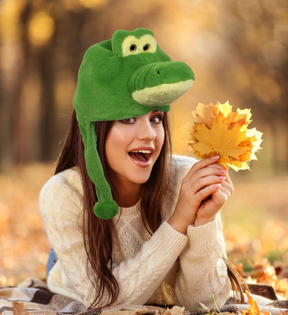 SUPER-SOFT PLUSH HAT - GREEN ALLIGATOR