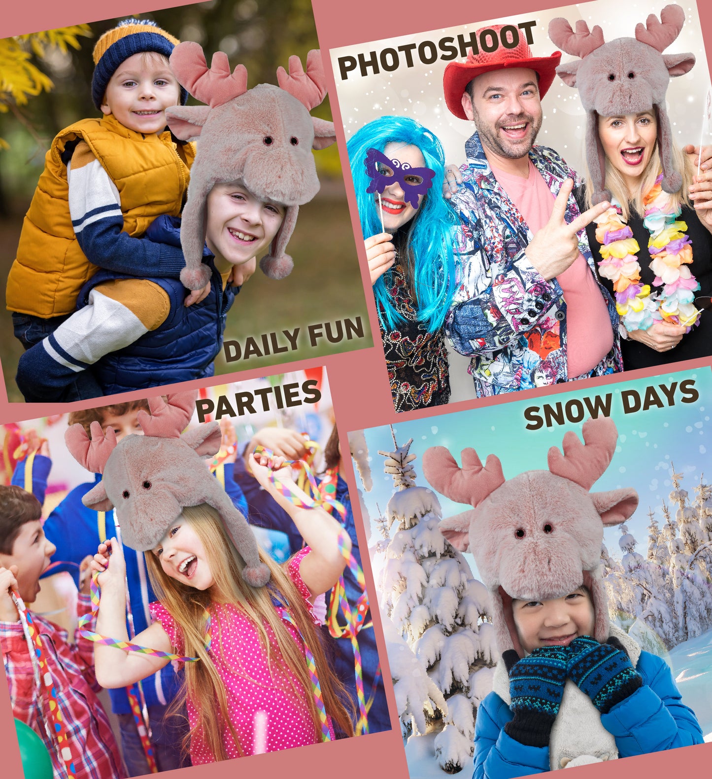 SUPER-SOFT PLUSH HAT - PINK MOOSE