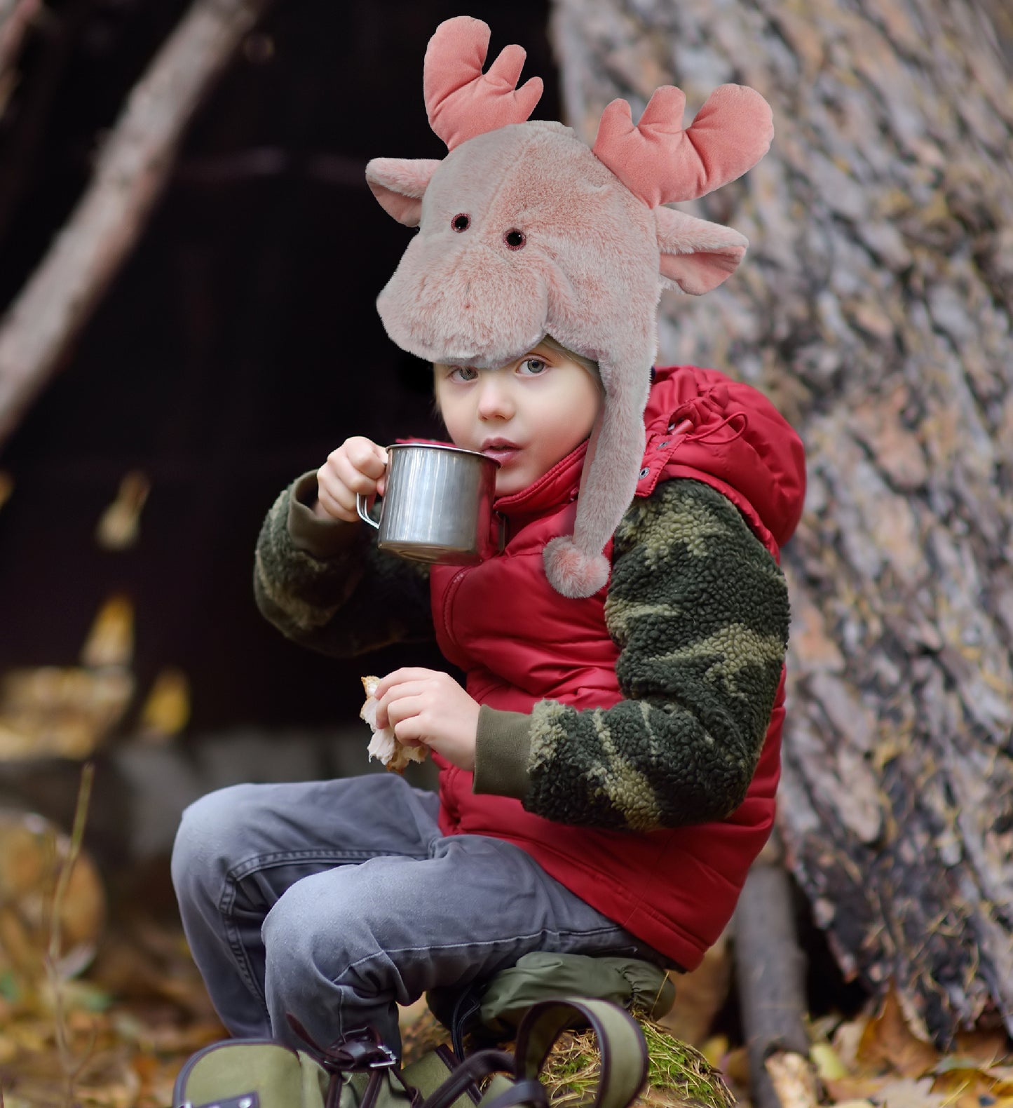 SUPER-SOFT PLUSH HAT - PINK MOOSE