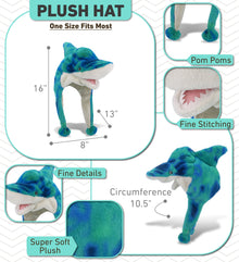 SUPER-SOFT PLUSH HAT - BLUE TIE-DYE SHARK
