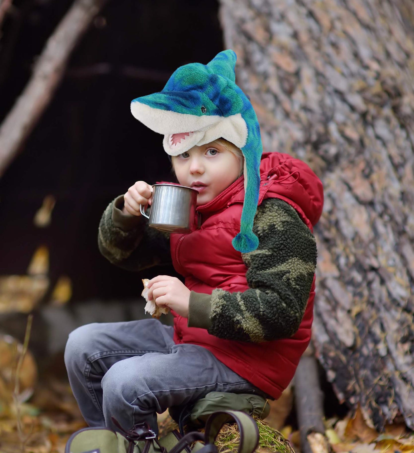 SUPER-SOFT PLUSH HAT - BLUE TIE-DYE SHARK