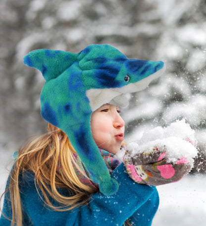 SUPER-SOFT PLUSH HAT - BLUE TIE-DYE SHARK