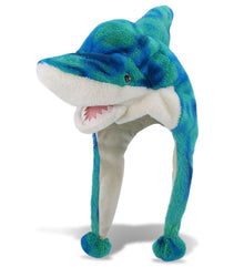 SUPER-SOFT PLUSH HAT - BLUE TIE-DYE SHARK