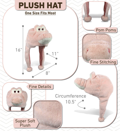 SUPER-SOFT PLUSH HAT - PINK ALLIGATOR