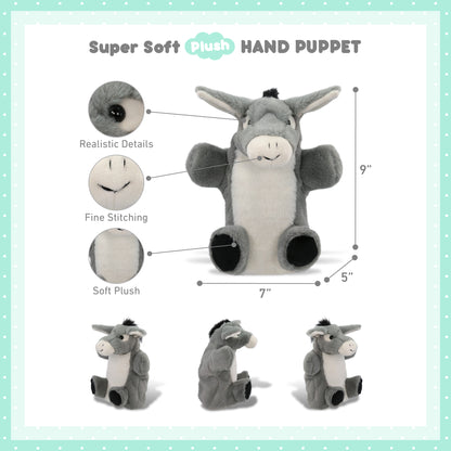 SUPER SOFT PLUSH HAND PUPPET - DONKEY