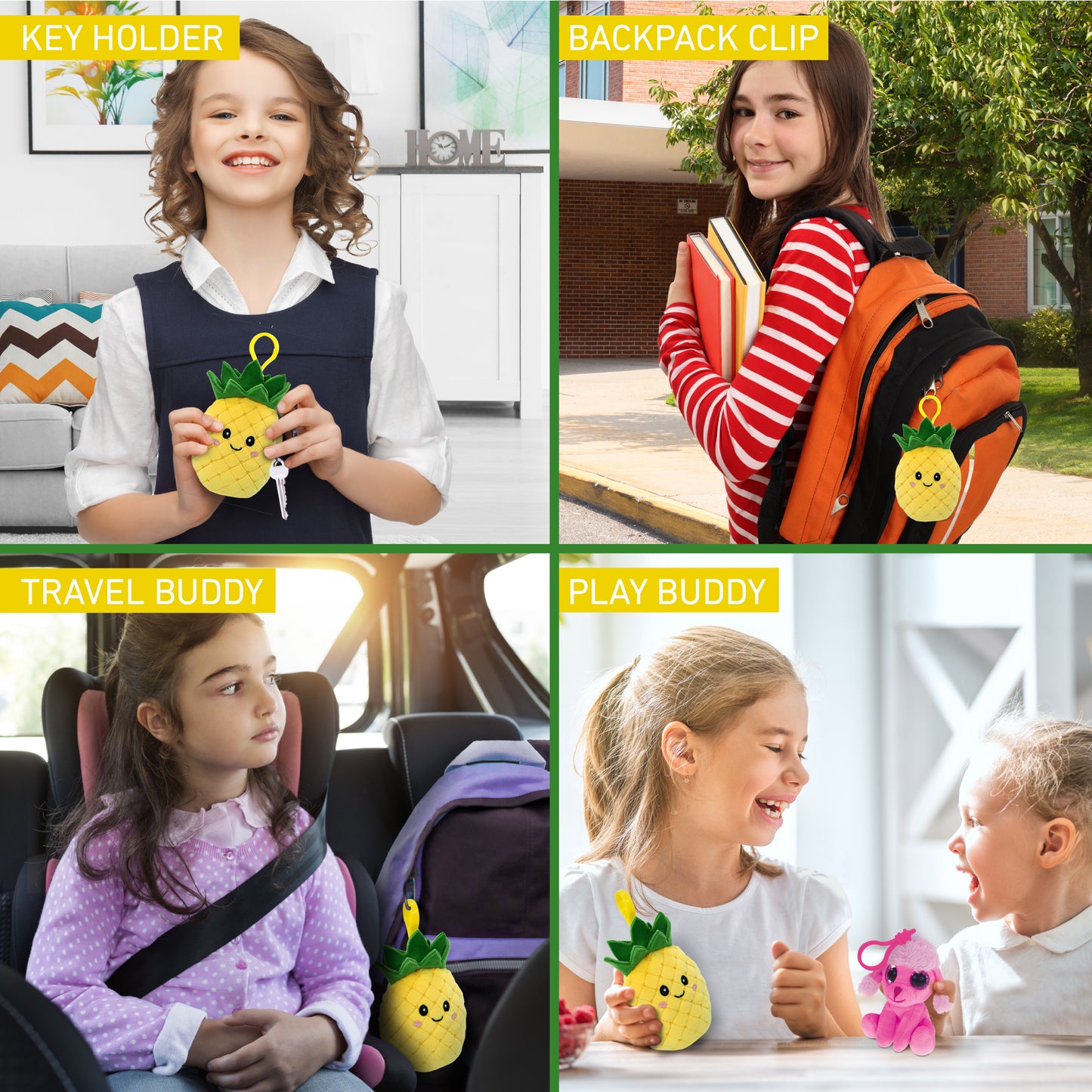 SNUG-MOOSHIES PLUSH CLIPS - PINEAPPLE