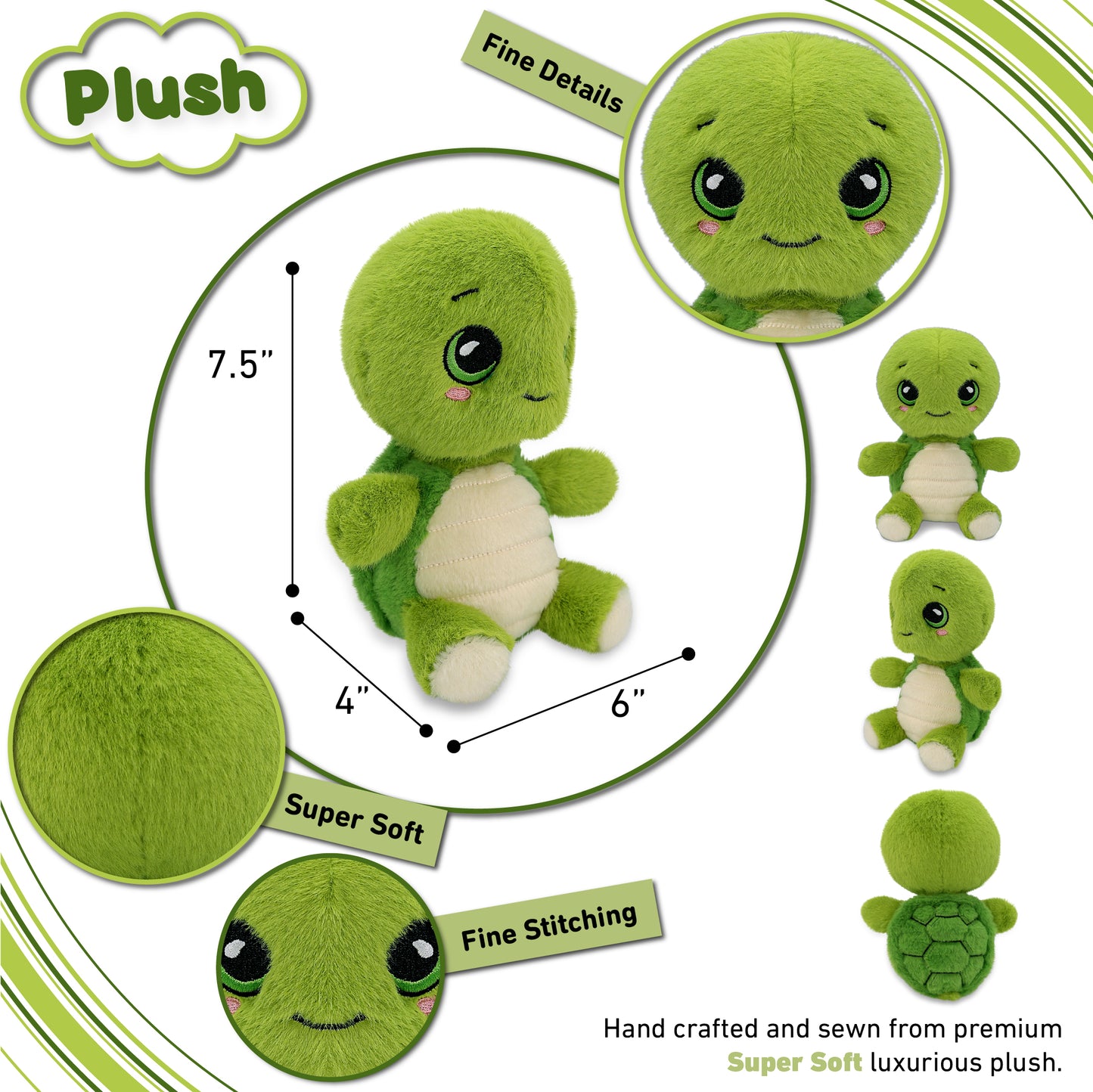 FUZZY PLUSH - SEA TURTLE 7.5"