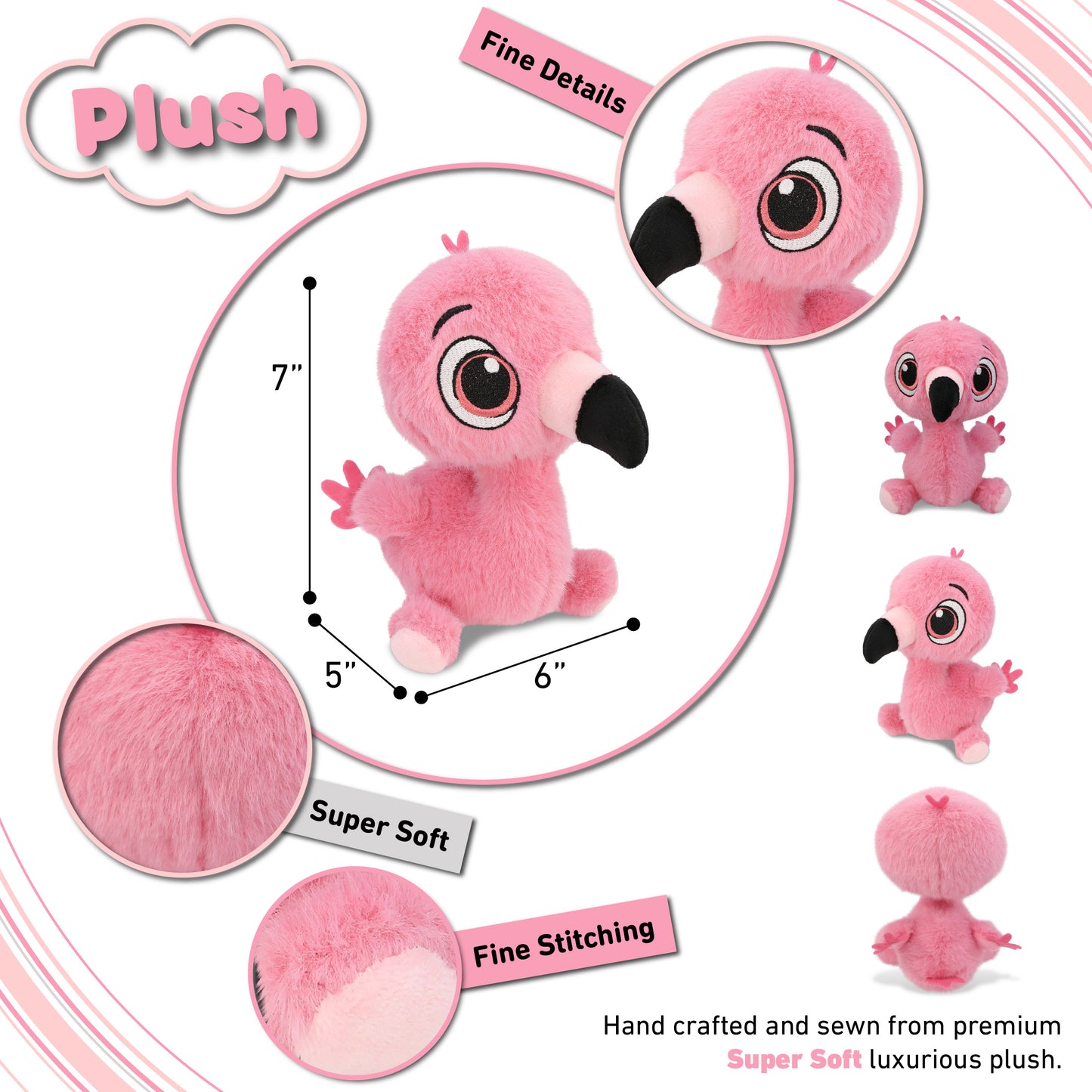 FUZZY PLUSH - FLAMINGO 7"