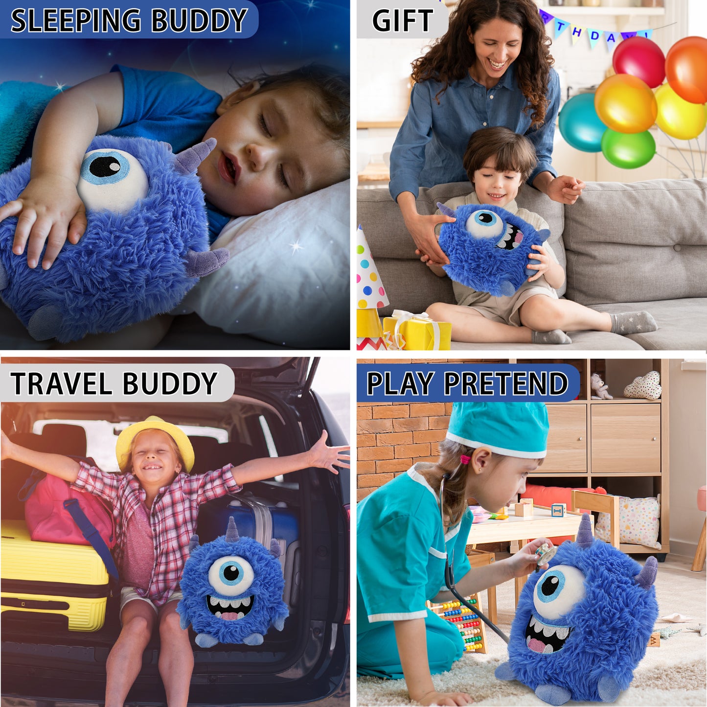 FUZZY PLUSH - BLUE MONSTER 8.5"