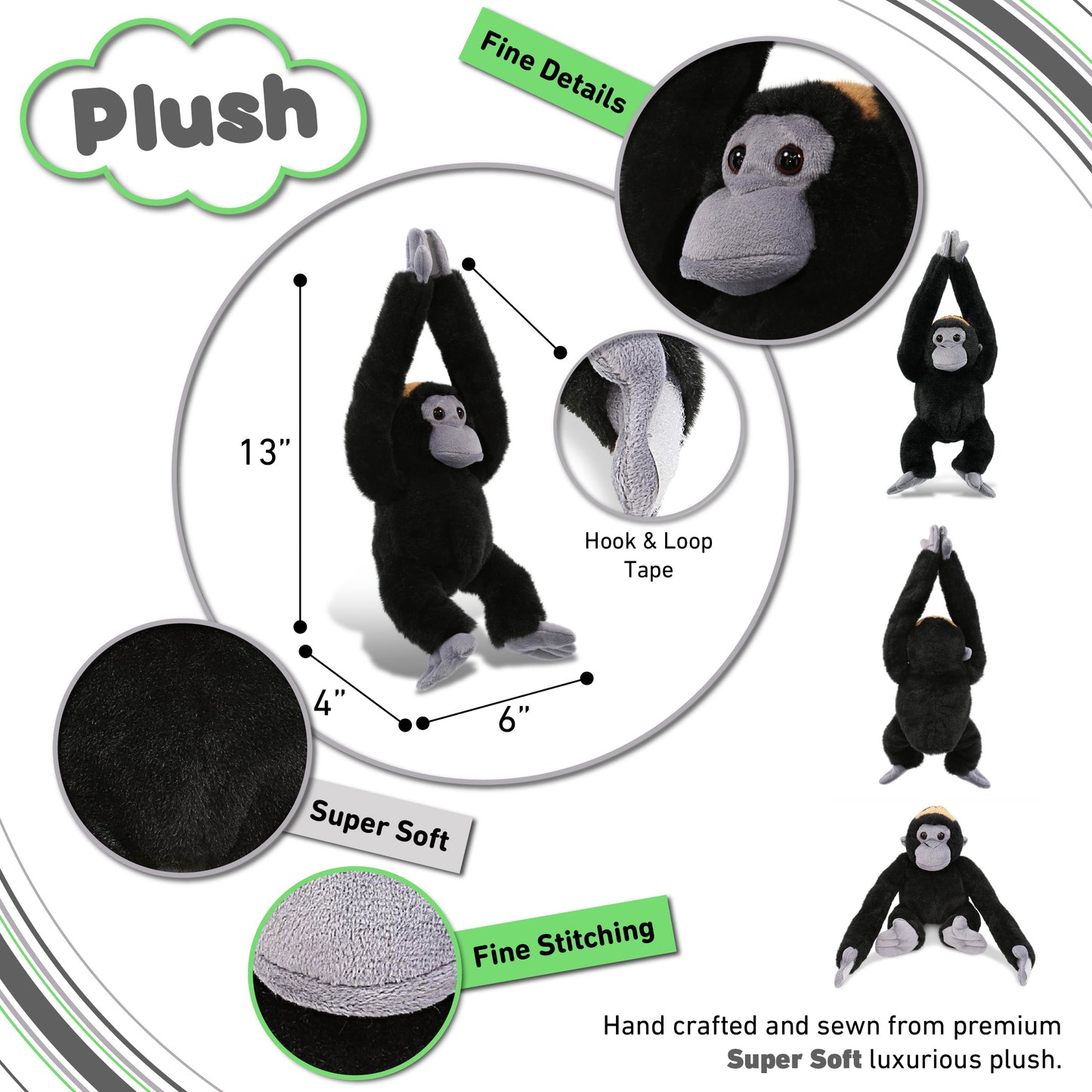 SUPER SOFT PLUSH - LONG ARMS - MONKEY