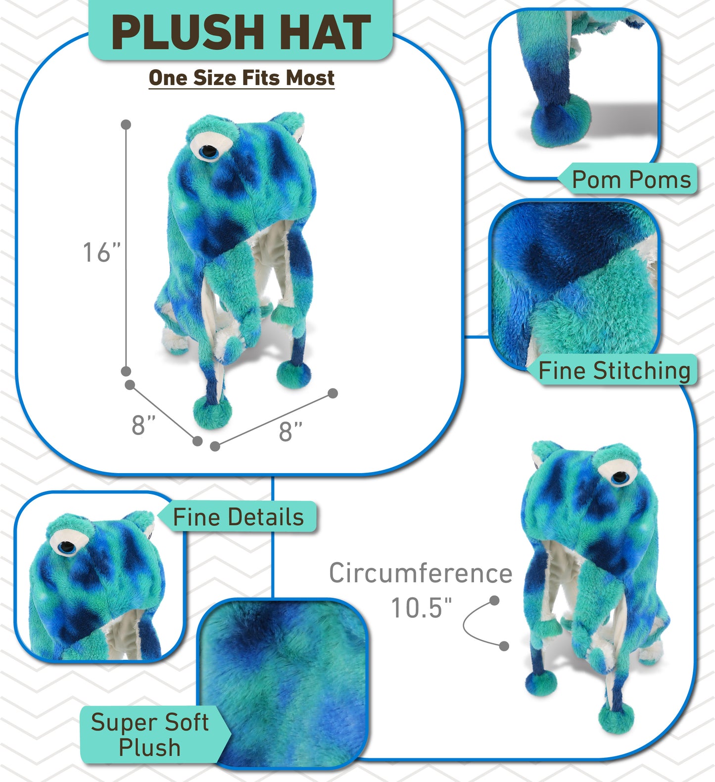 SUPER-SOFT PLUSH HAT - BLUE TIE-DYE OCTOPUS