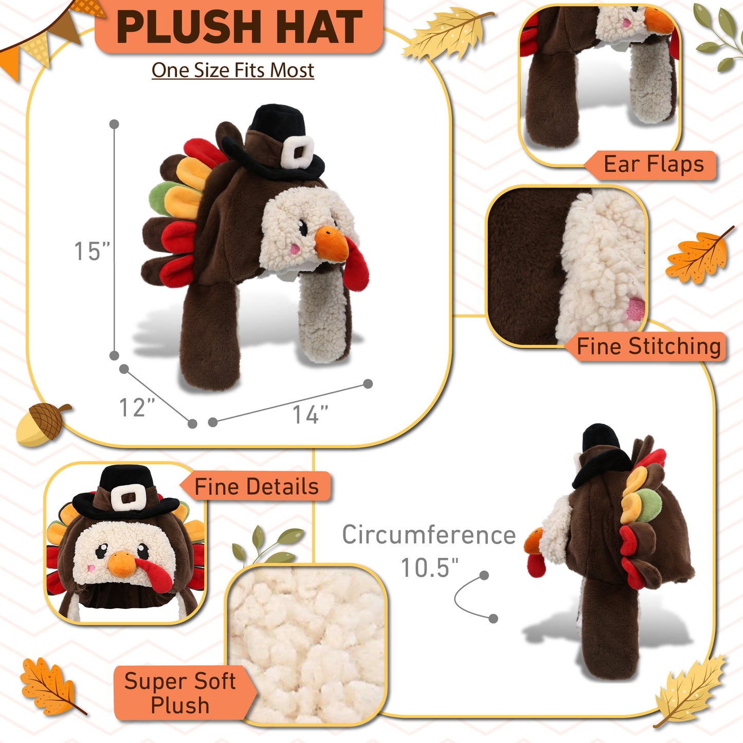SUPER-SOFT PLUSH HAT - PILGRIM TURKEY