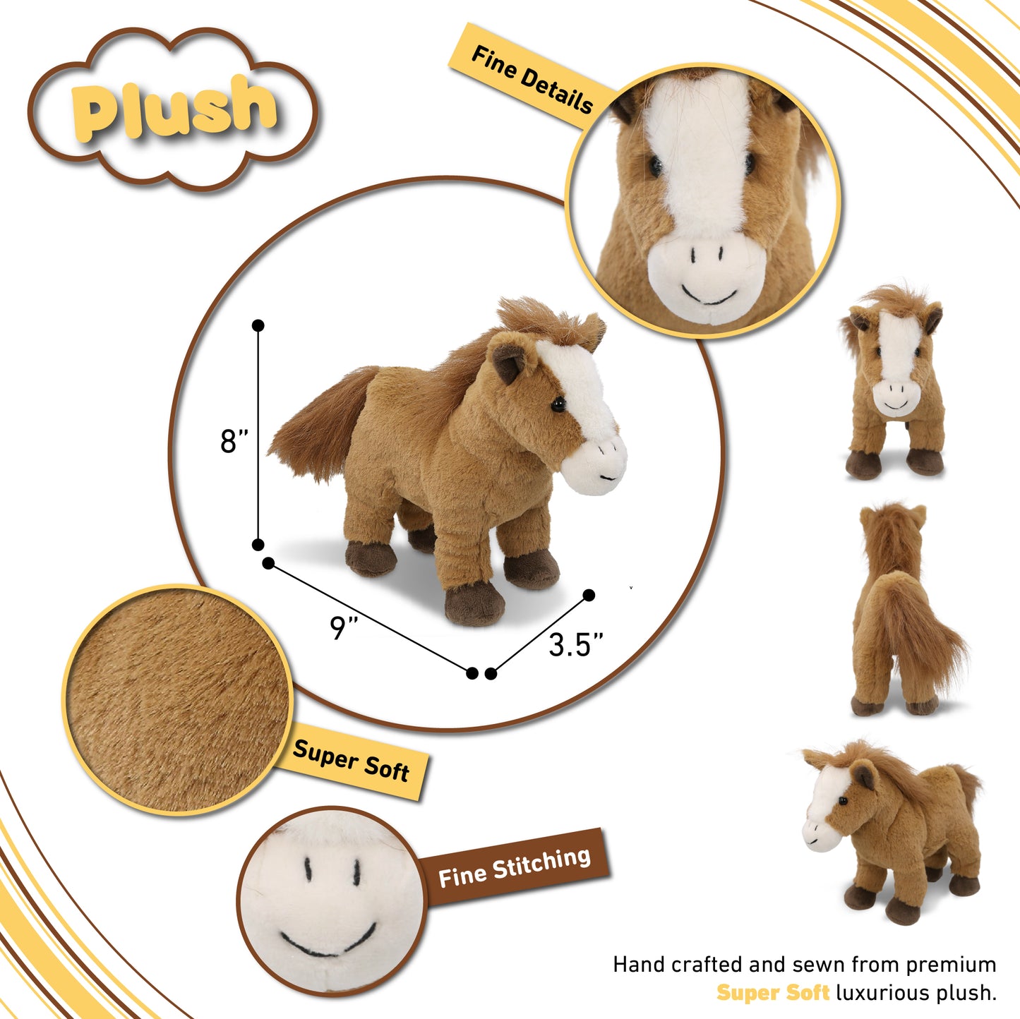 SUPER SOFT PLUSH - STANDING BROWN HORSE