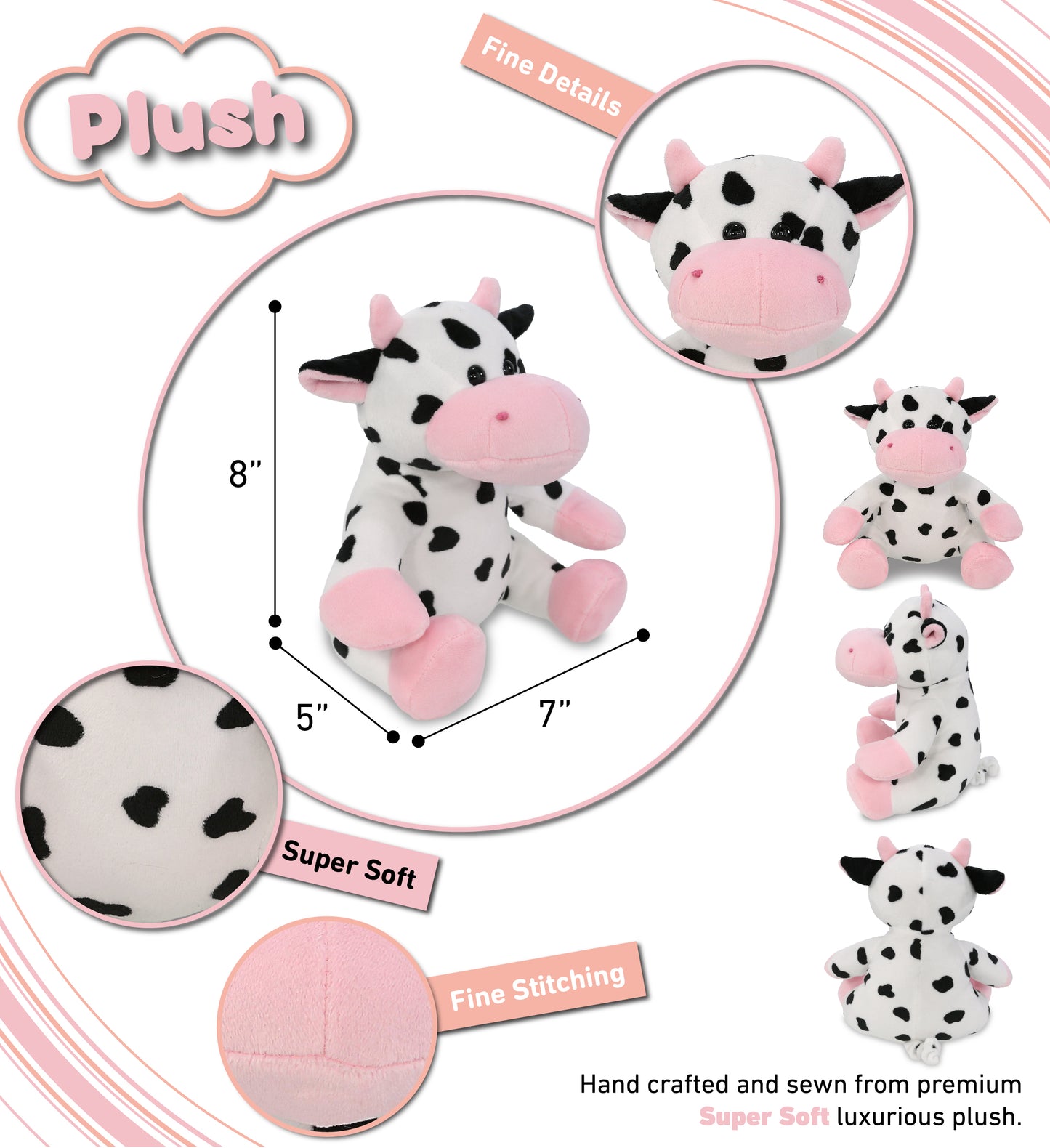 PLUSH - COW 8"