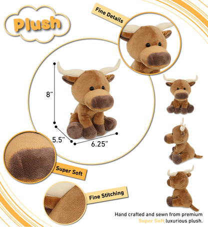 PLUSH - FLOPPY LONGHORN 8"