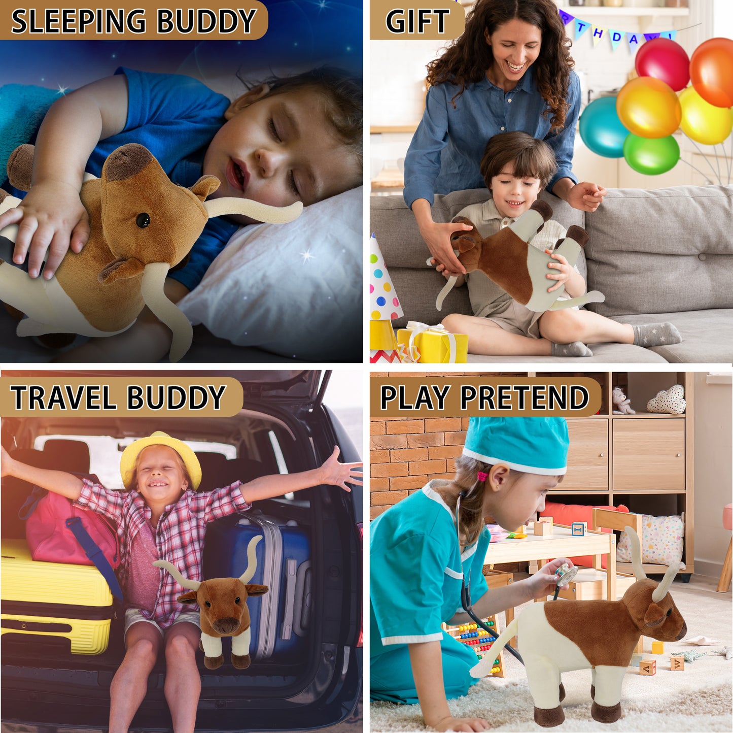 PLUSH - STANDING LONGHORN 8"