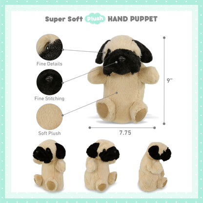 SUPER SOFT PLUSH HAND PUPPET - PUG DOG