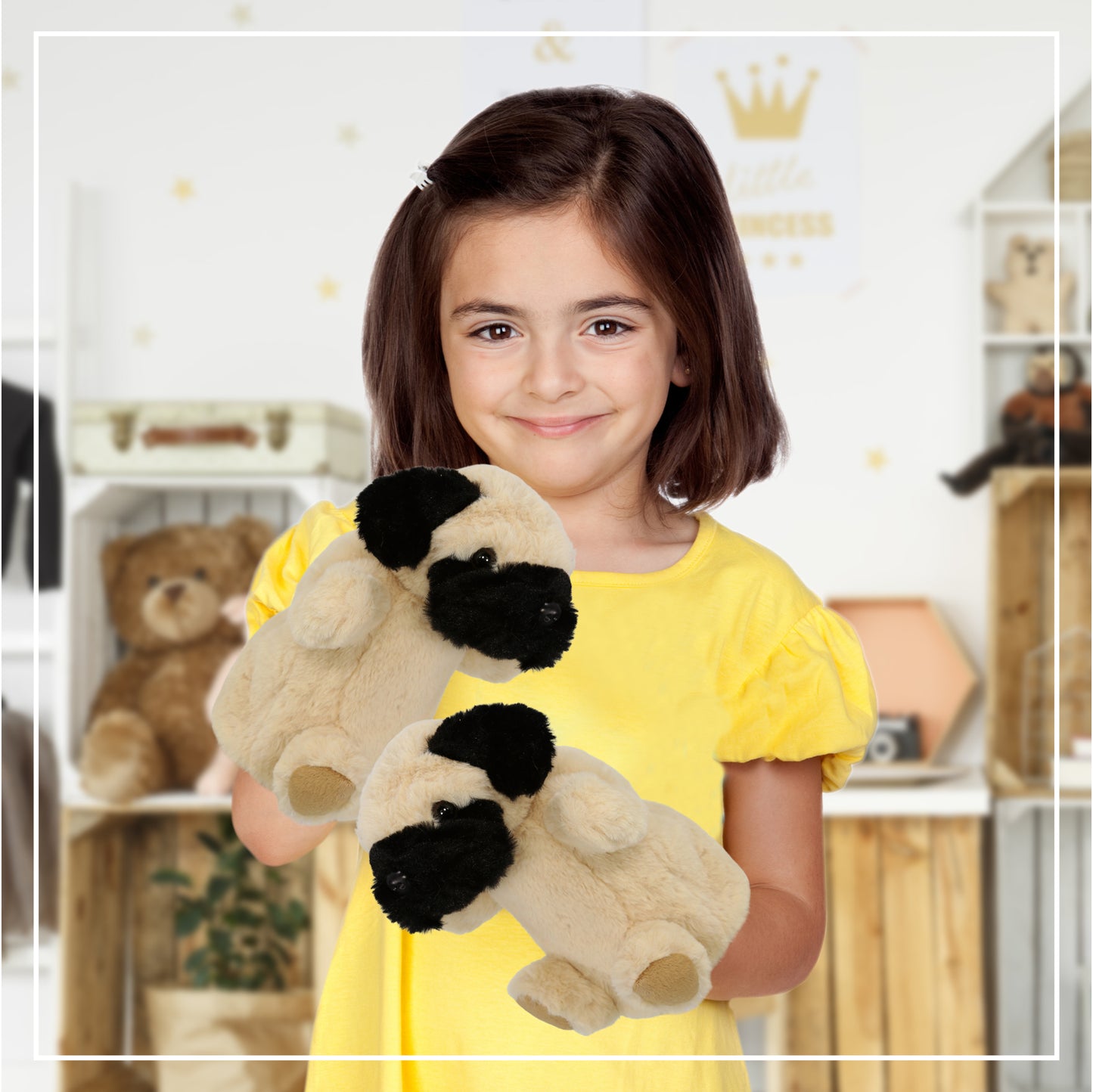 SUPER SOFT PLUSH HAND PUPPET - PUG DOG