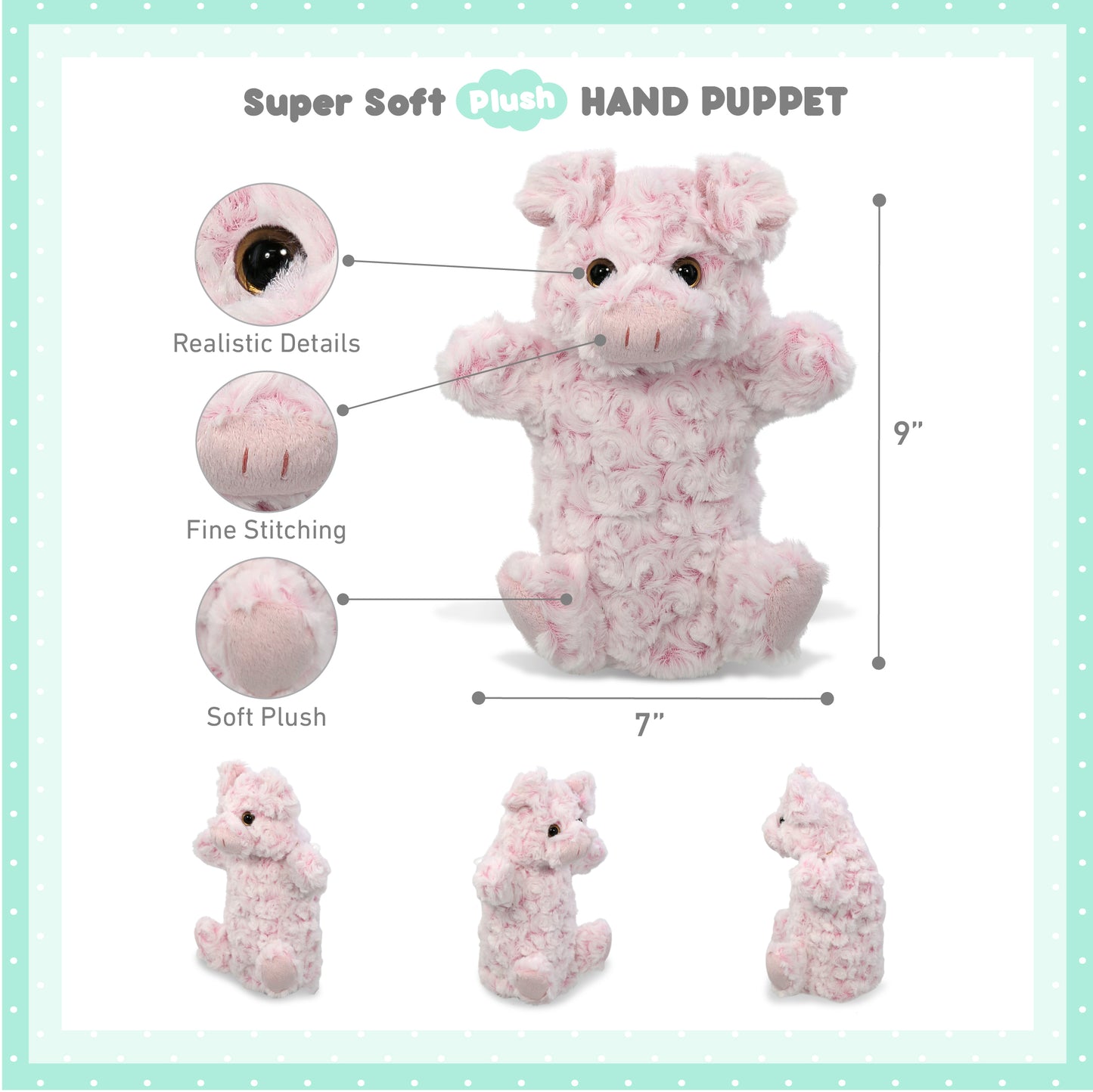 SUPER SOFT PLUSH HAND PUPPET - PIG