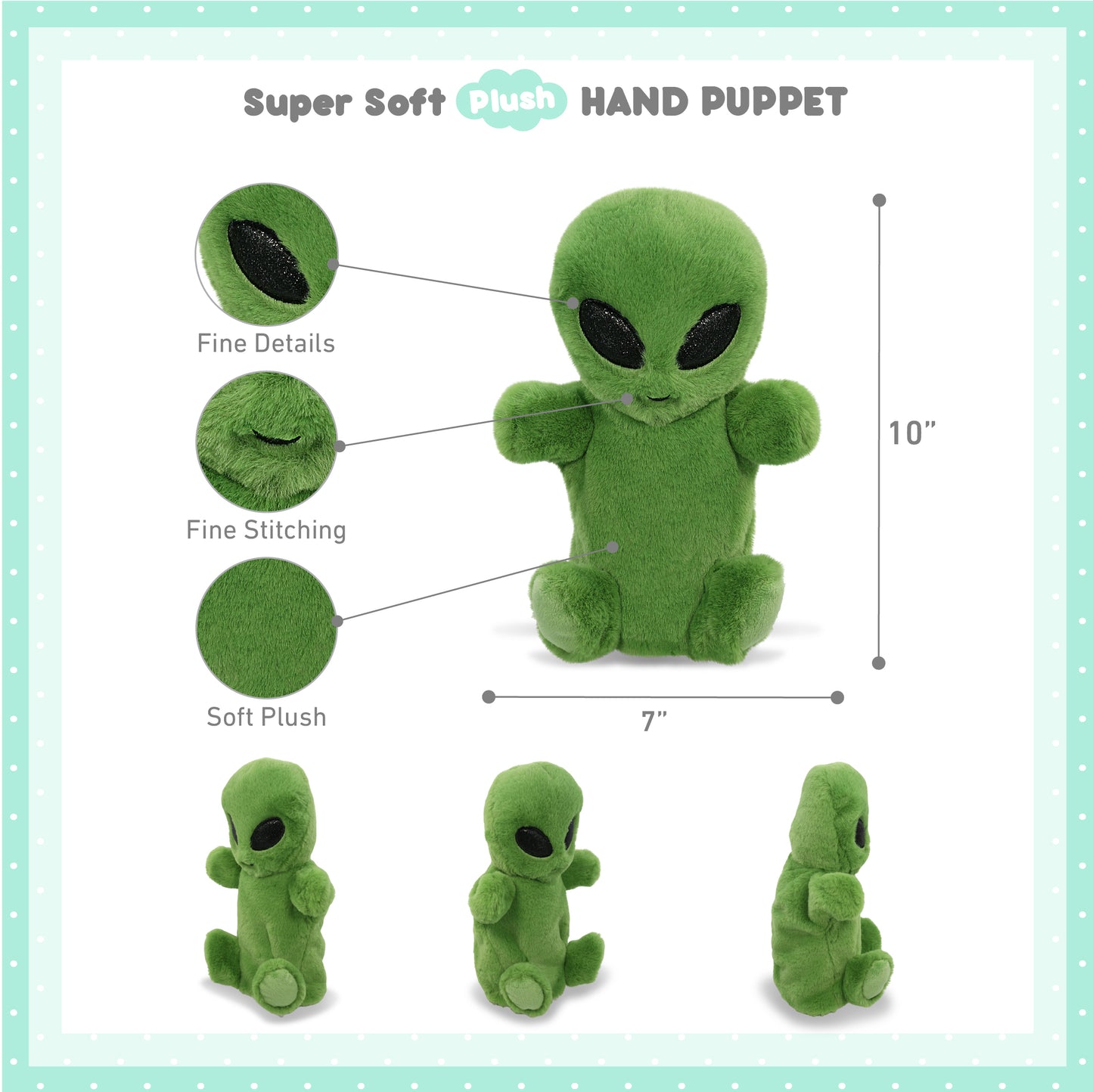 SUPER SOFT PLUSH HAND PUPPET - ALIEN