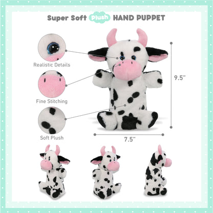 SUPER SOFT PLUSH HAND PUPPET - COW