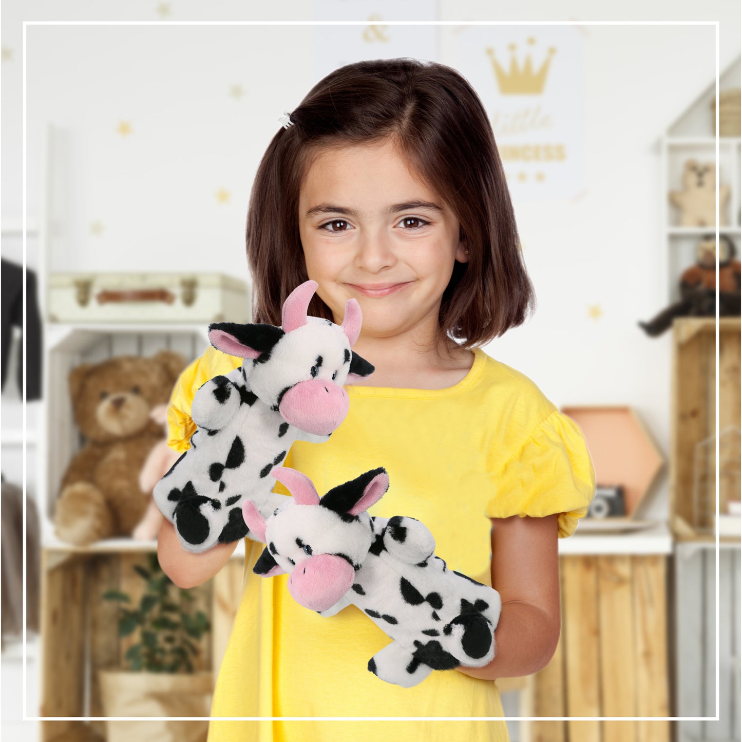 SUPER SOFT PLUSH HAND PUPPET - COW