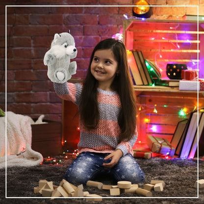 SUPER SOFT PLUSH HAND PUPPET - HUSKY