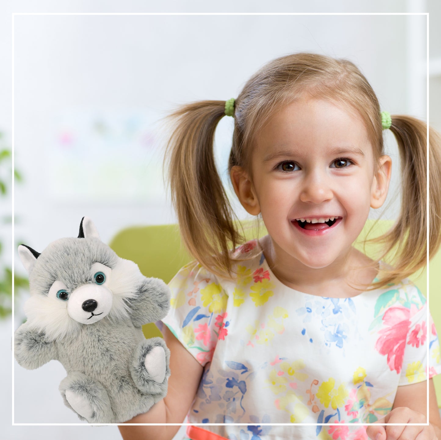 SUPER SOFT PLUSH HAND PUPPET - HUSKY