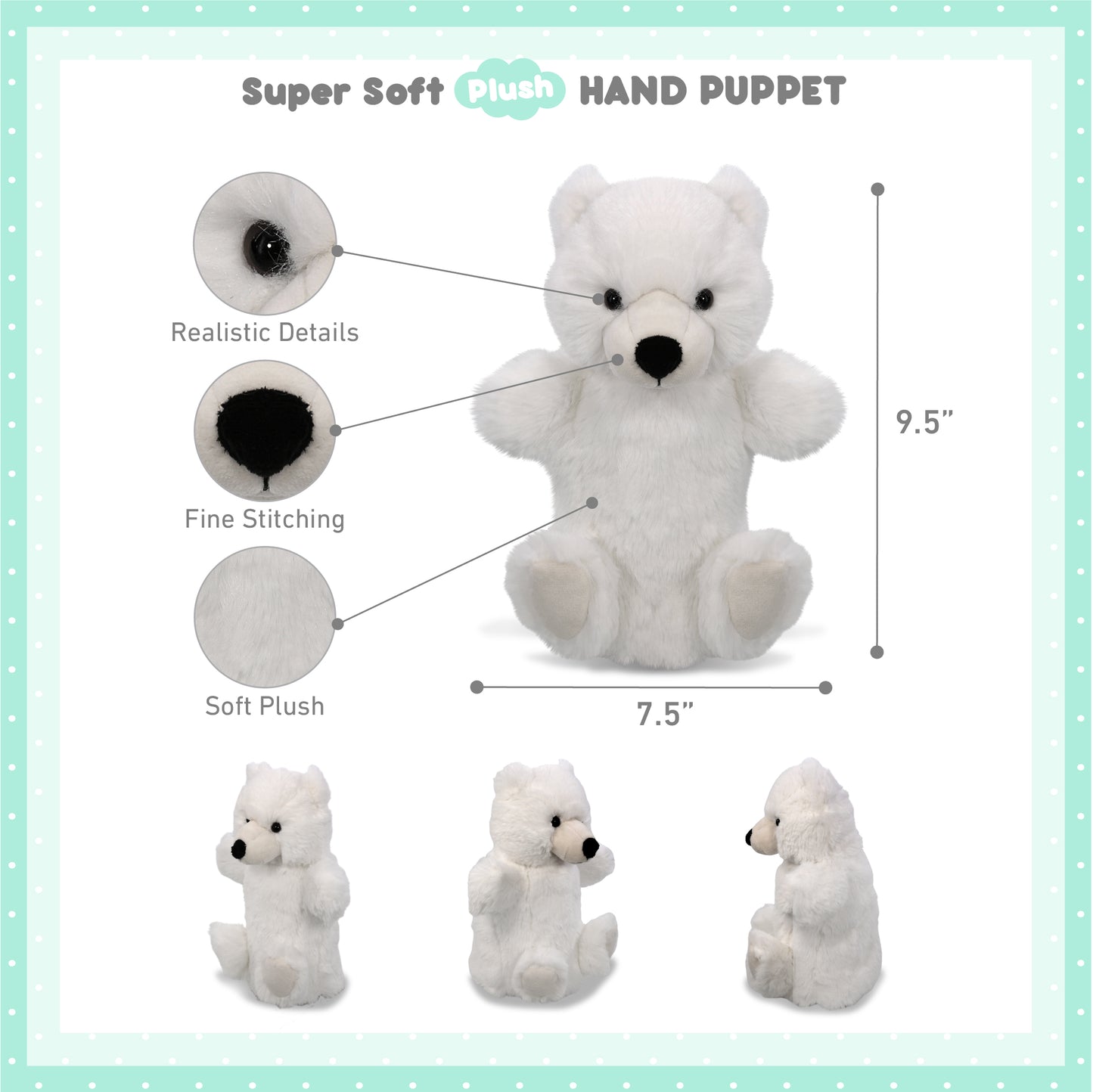 SUPER SOFT PLUSH HAND PUPPET - POLAR BEAR