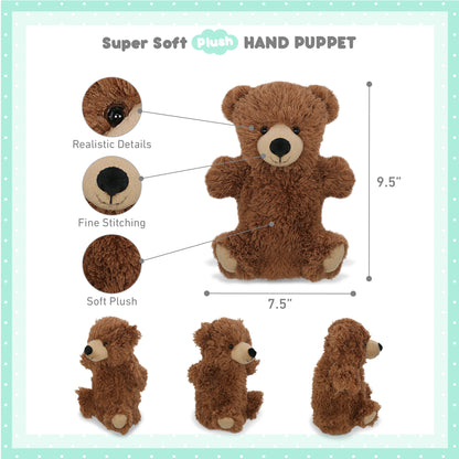 SUPER SOFT PLUSH HAND PUPPET - GRIZZLY BEAR