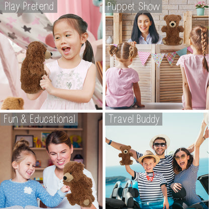 SUPER SOFT PLUSH HAND PUPPET - GRIZZLY BEAR