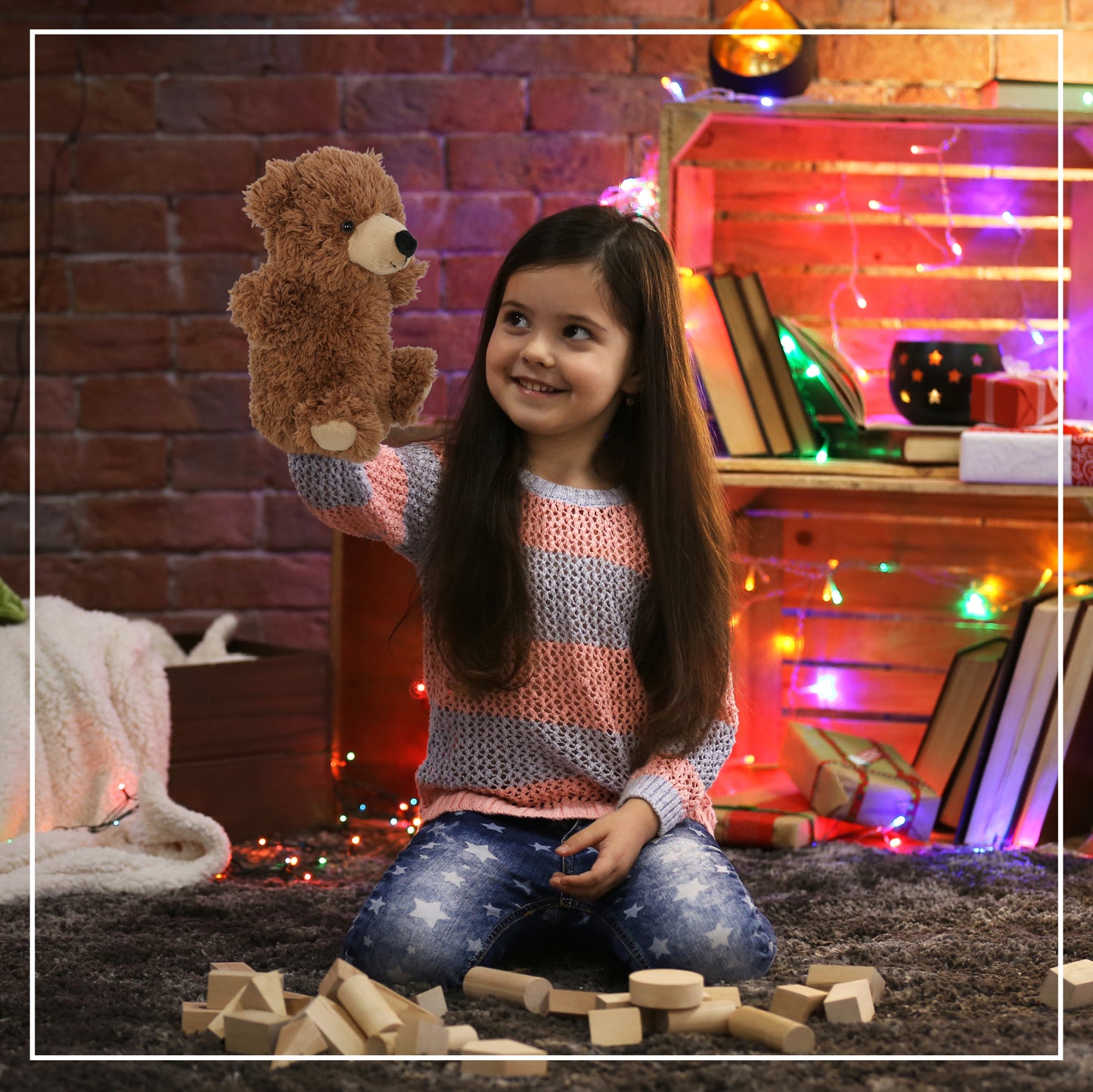 SUPER SOFT PLUSH HAND PUPPET - GRIZZLY BEAR