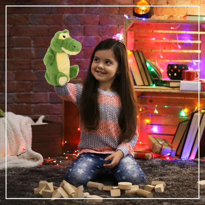 SUPER SOFT PLUSH HAND PUPPET - GREEN ALLIGATOR