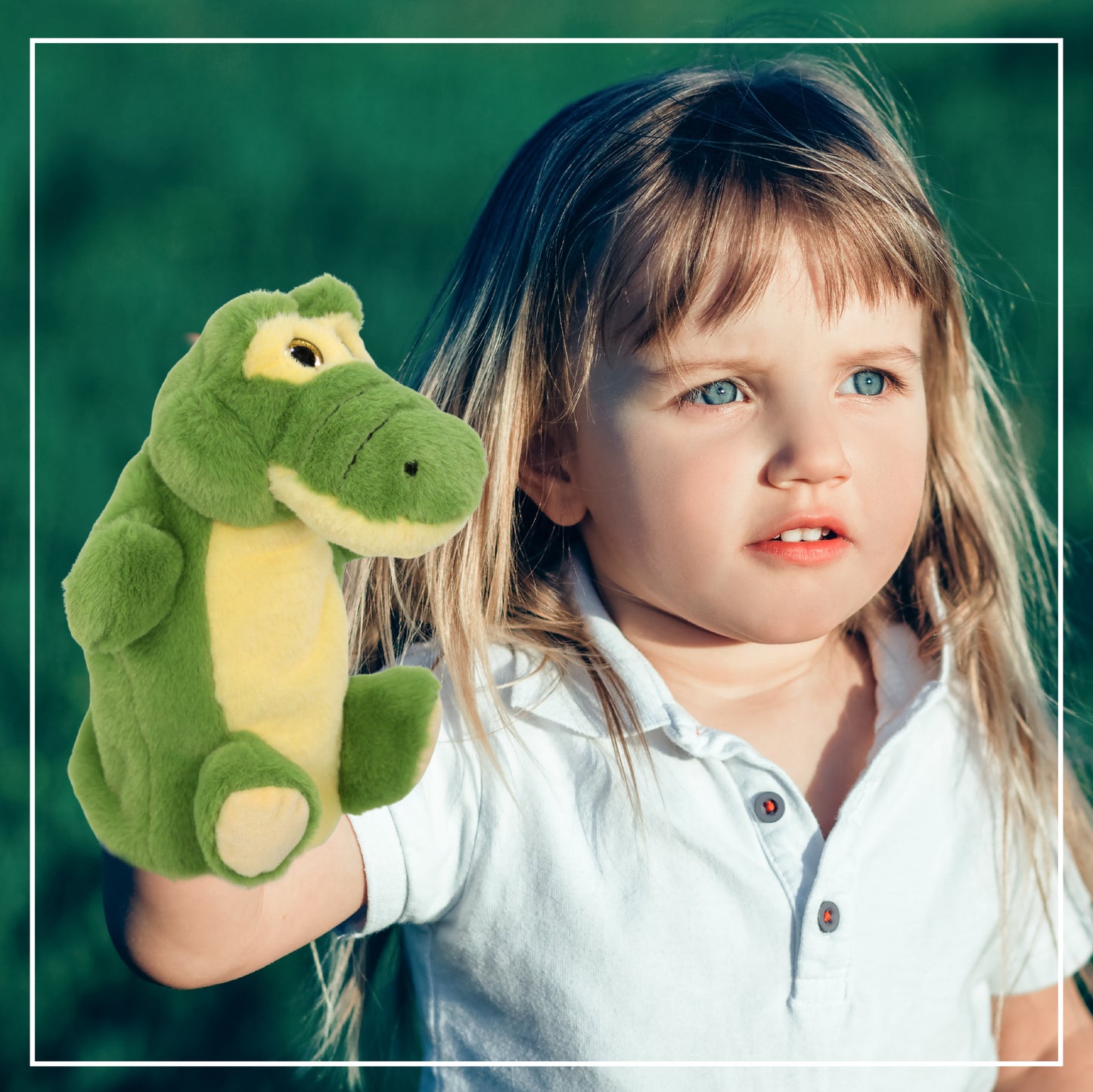 SUPER SOFT PLUSH HAND PUPPET - GREEN ALLIGATOR