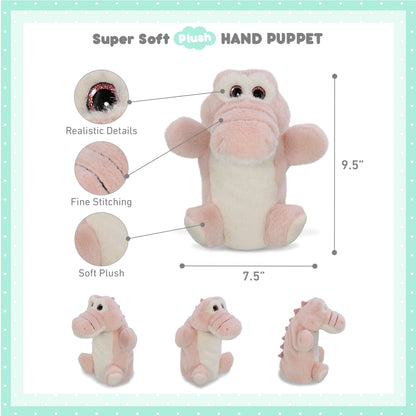 SUPER SOFT PLUSH HAND PUPPET - PINK ALLIGATOR