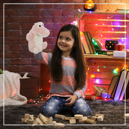 SUPER SOFT PLUSH HAND PUPPET - PINK ALLIGATOR