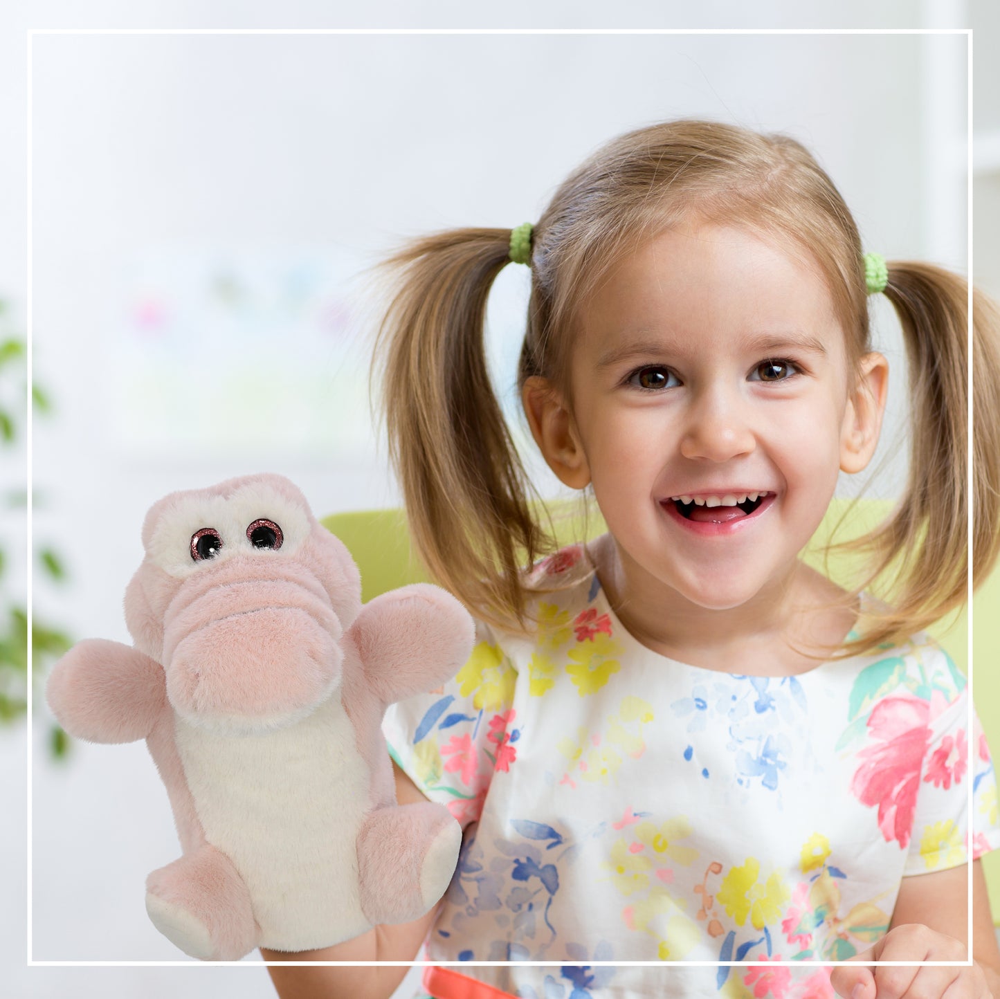 SUPER SOFT PLUSH HAND PUPPET - PINK ALLIGATOR