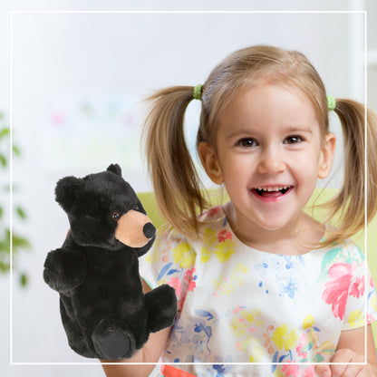 SUPER SOFT PLUSH HAND PUPPET - BLACK BEAR