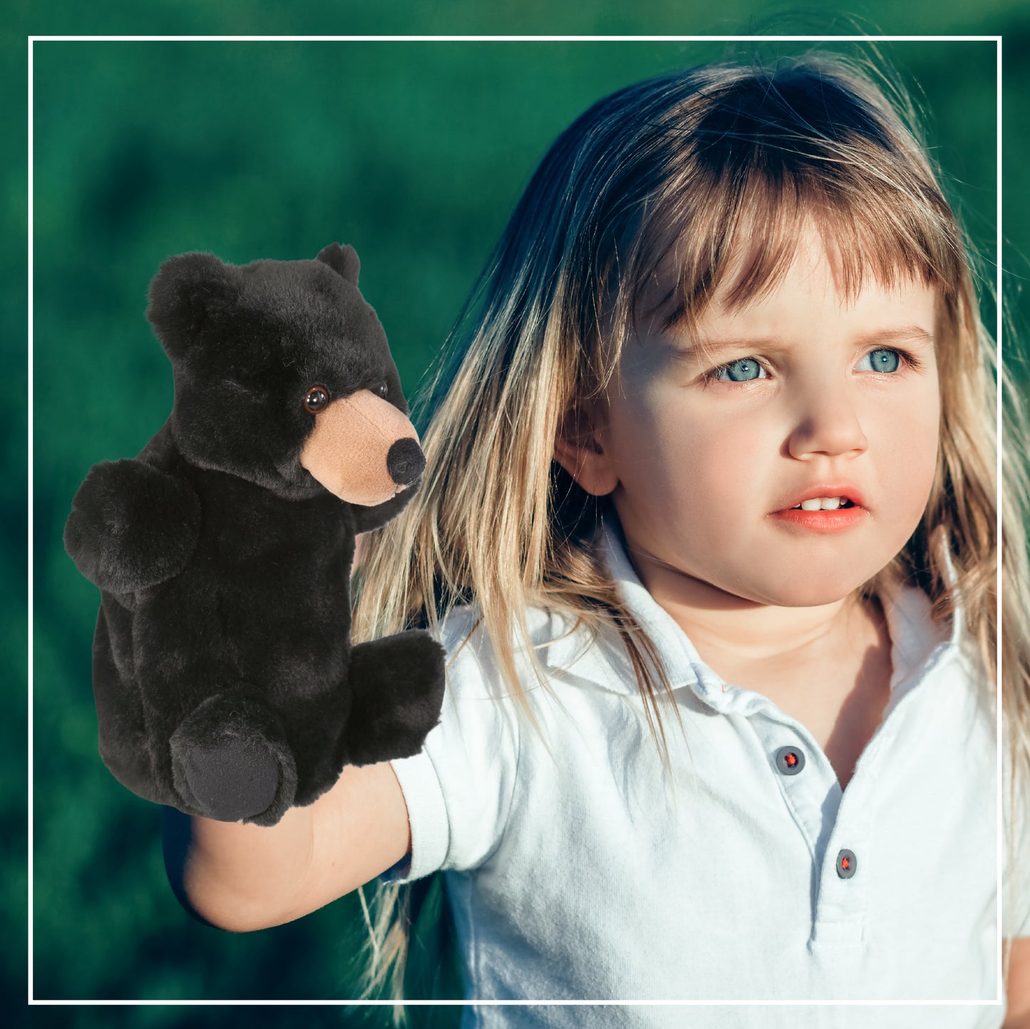 SUPER SOFT PLUSH HAND PUPPET - BLACK BEAR