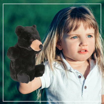 SUPER SOFT PLUSH HAND PUPPET - BLACK BEAR